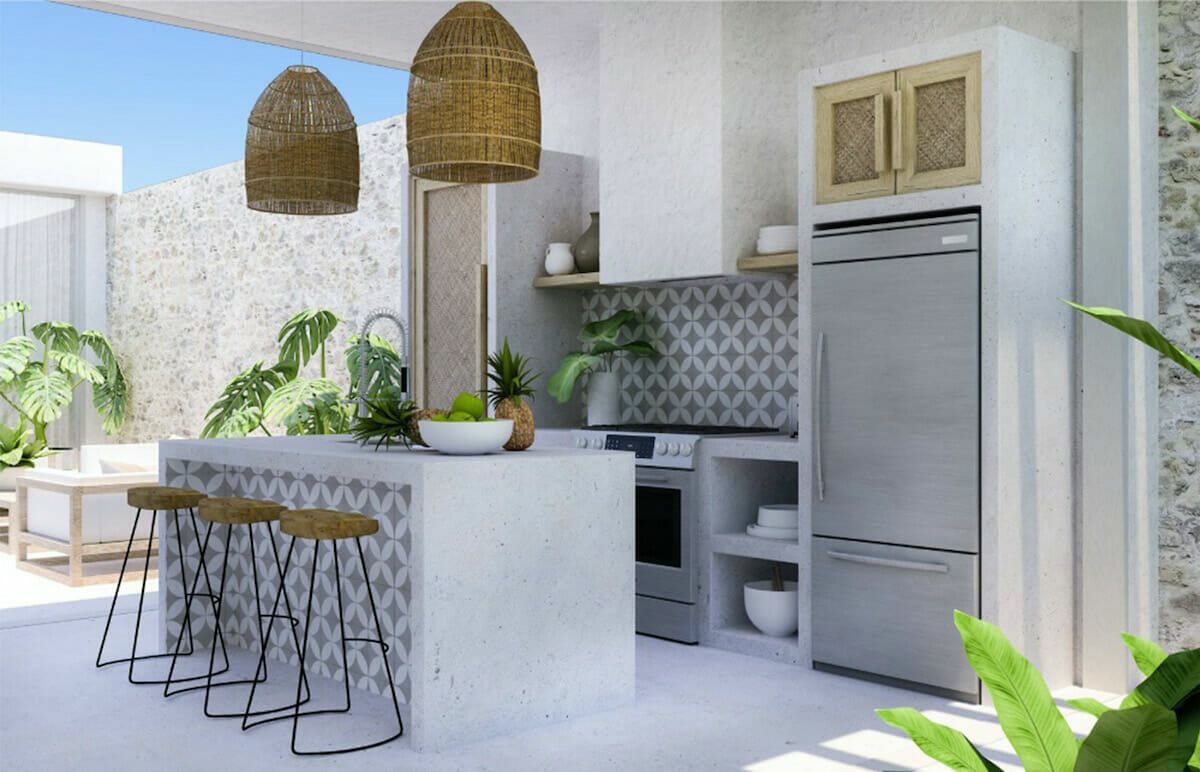 Outdoor kitchen with beach style decor - Drew F