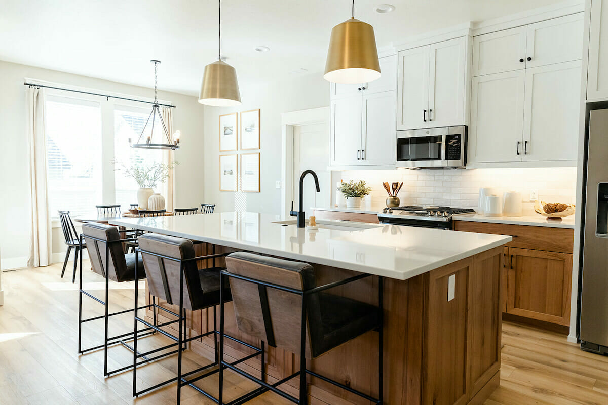 Transitional kitchen result after hiring an interior decorator and designer