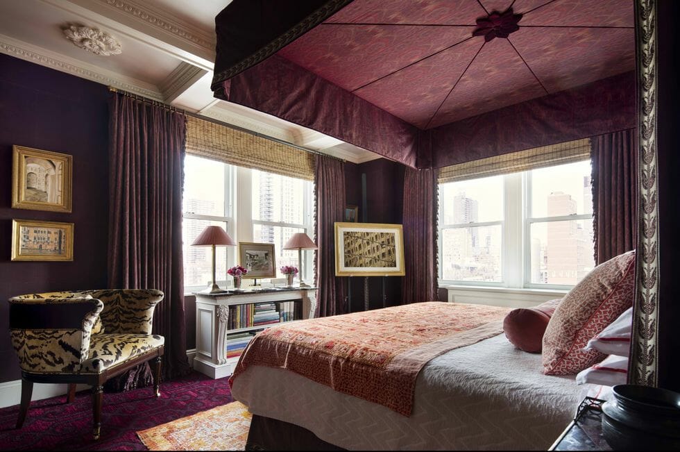 Romantic purple bedroom - fall color schemes by elle decor