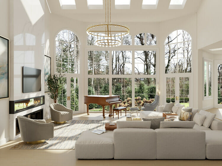 interior design help for white living room decoration