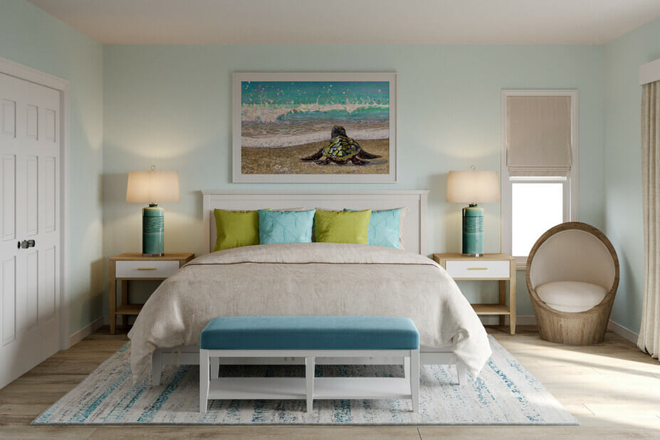Beachy interior design for a bedroom