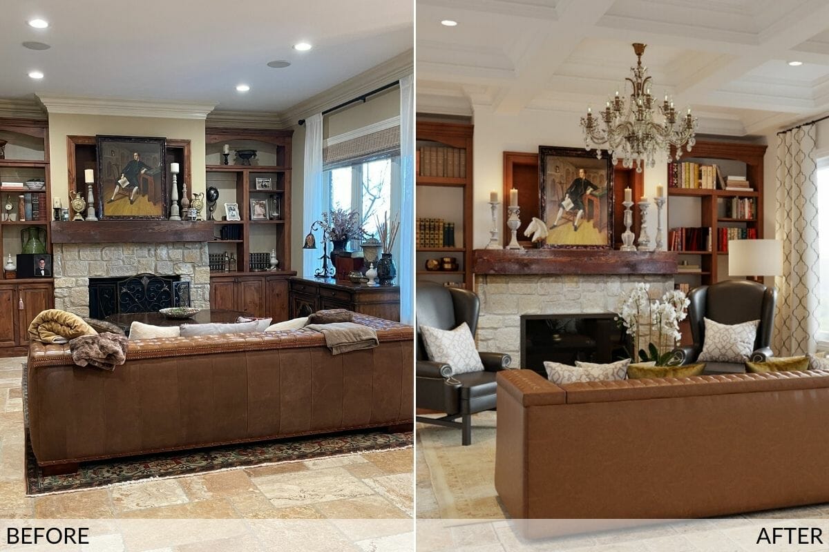 Before and after the traditional living room makeover