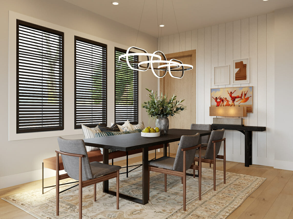 Contemporary dining room interior design by Decorilla designer, Courtney B.