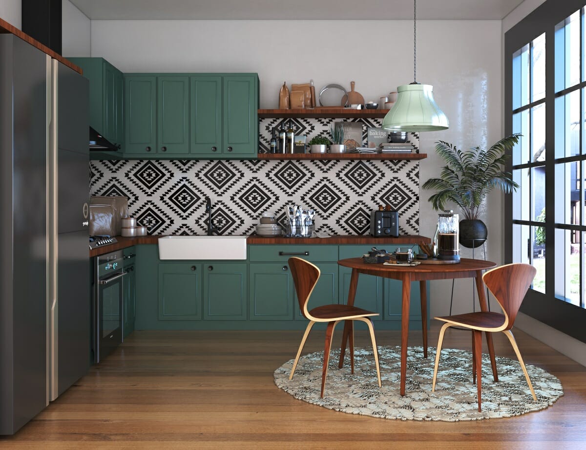 Green shaker kitchen by online interior designer Shofy D