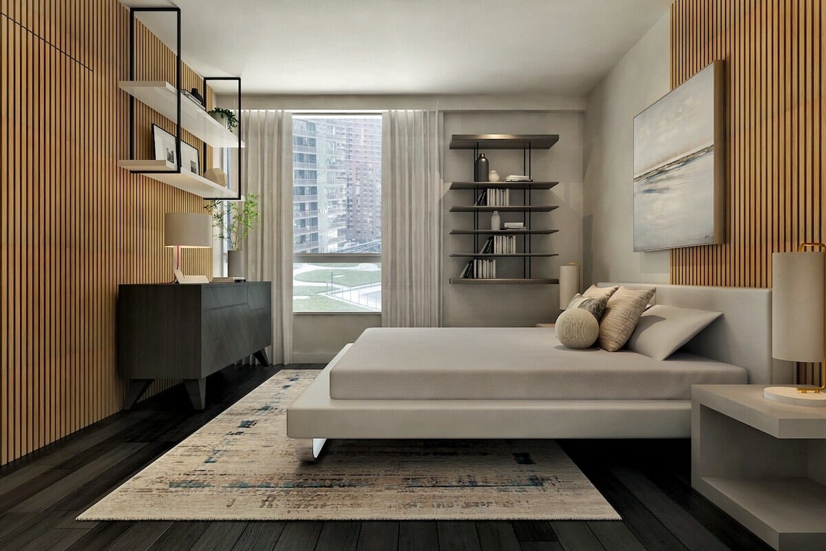 Projeto de quarto Japandi pelo designer Decorilla, Ibrahim H.