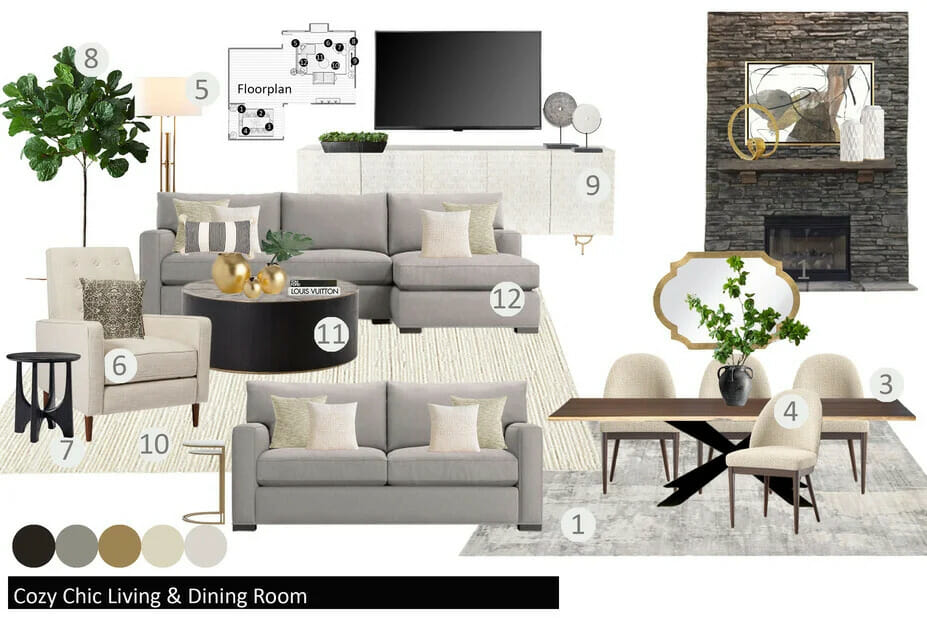 Living and dining room combo mood board by Decorilla