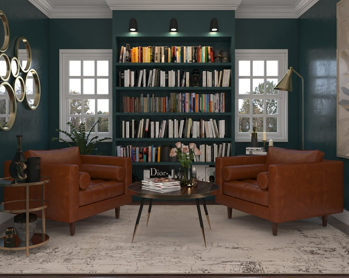 Masculine library by Shofy D online interior designer
