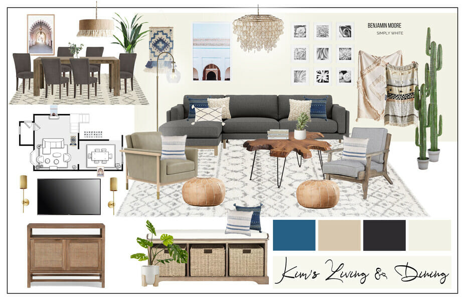 Modern moroccan interior design mood board