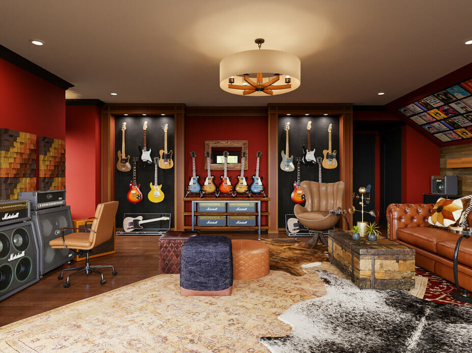 Before After Eclectic Music Room At Home Decorilla - Home Music Room Decorating Ideas