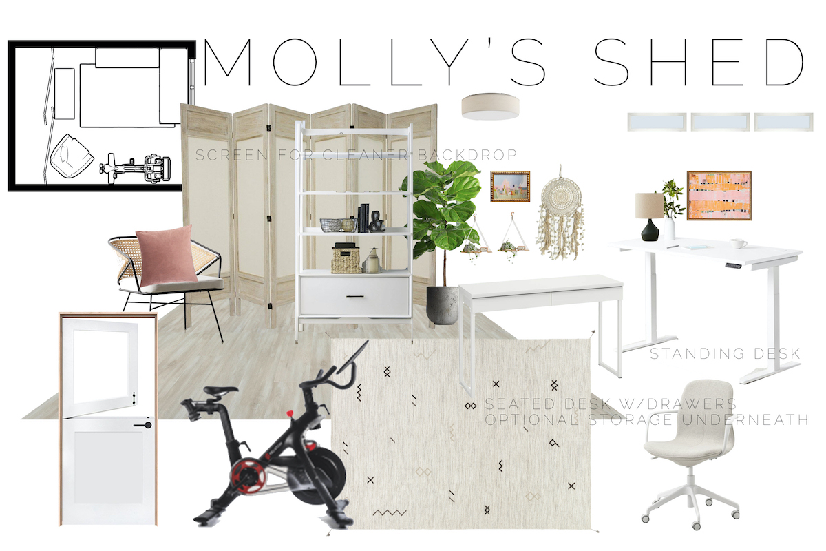Office she shed mood board by Decorilla