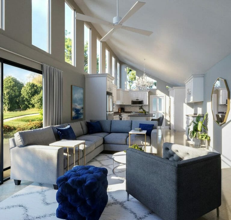 Before & After Transitional Kitchen and Living Room Makeover