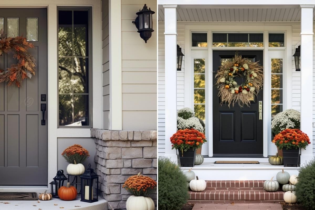 Thanksgiving door décor and wreath
