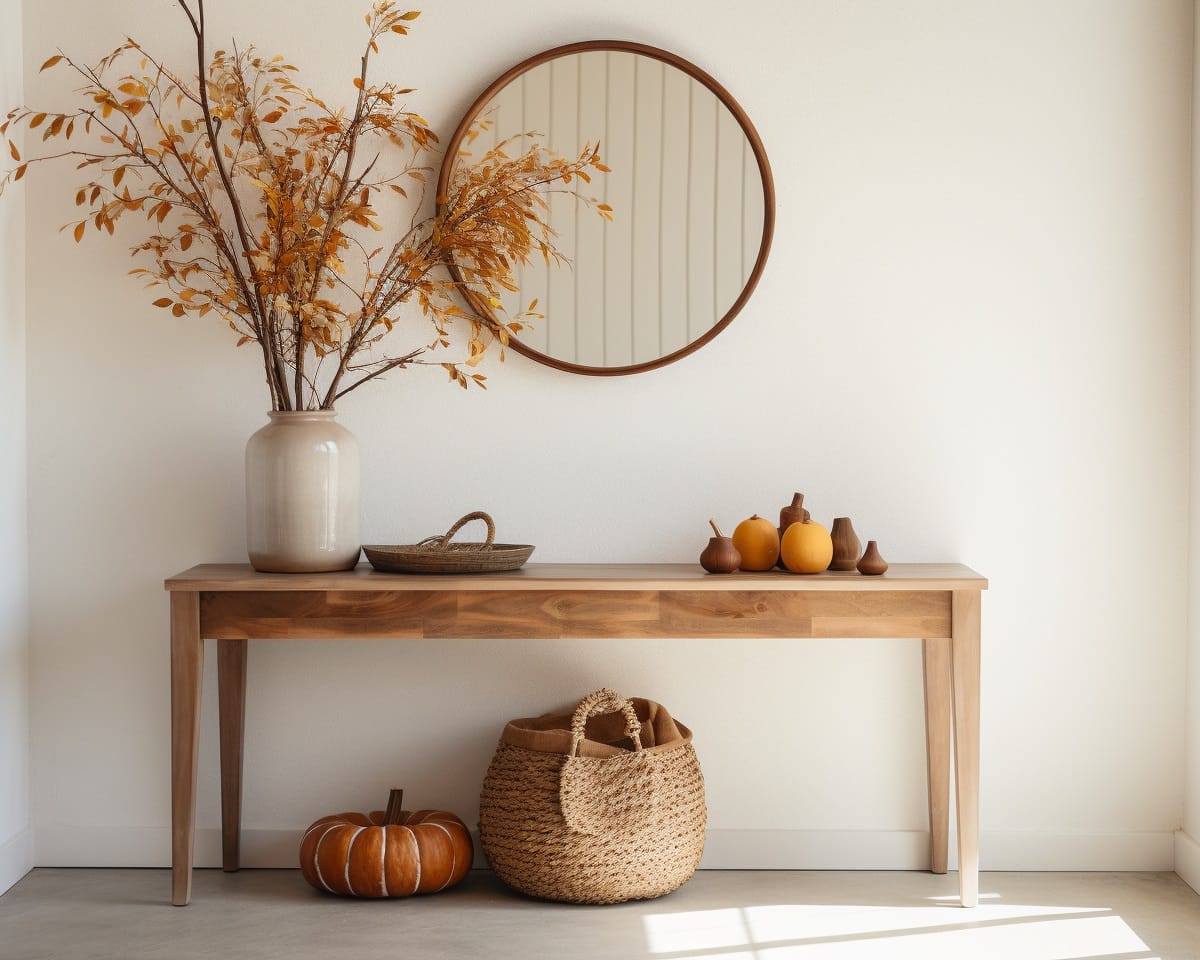 Thanksgiving home décor for an entryway