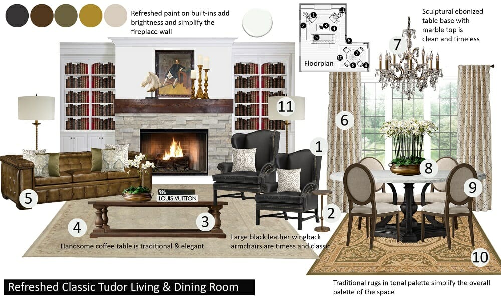 Traditional living room mood board