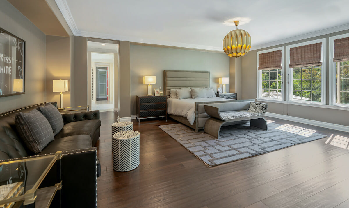 Tranquil master bedroom by celebrity interior designer, Lori Dennis