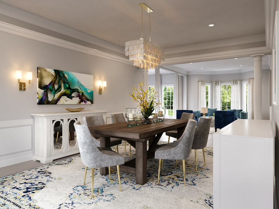 statement dining room rug ideas by decorilla designer marybeth c