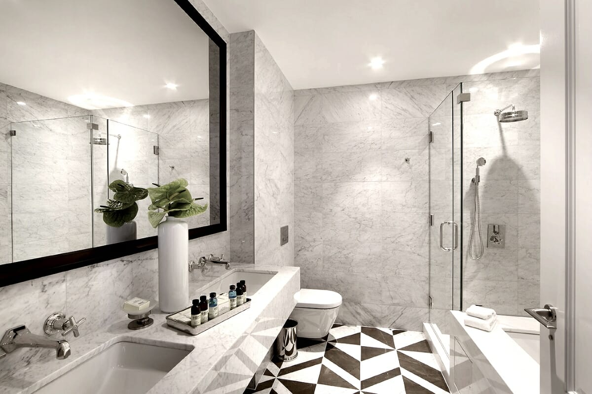 Bathroom black and white interior design ideas by Decorilla's Joseph G