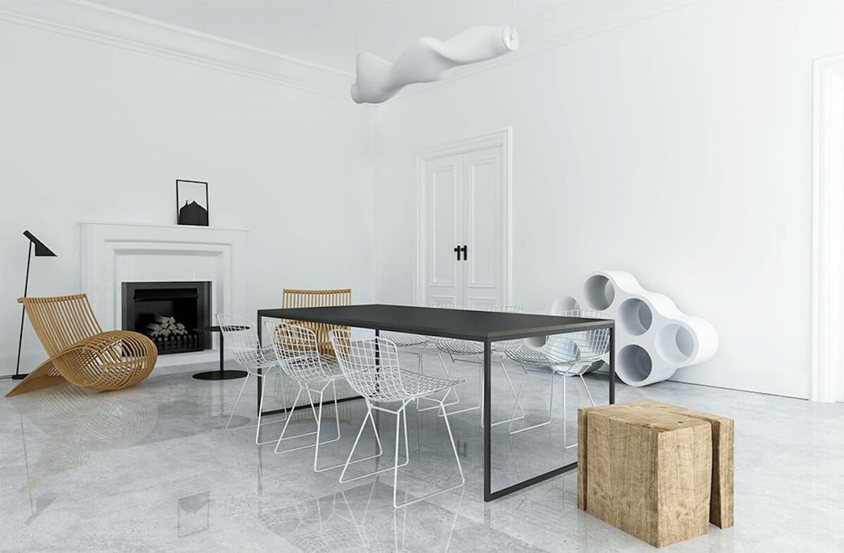 Black and white house interior by Decorilla's Eleni P