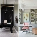 Masculine and feminine home office decor