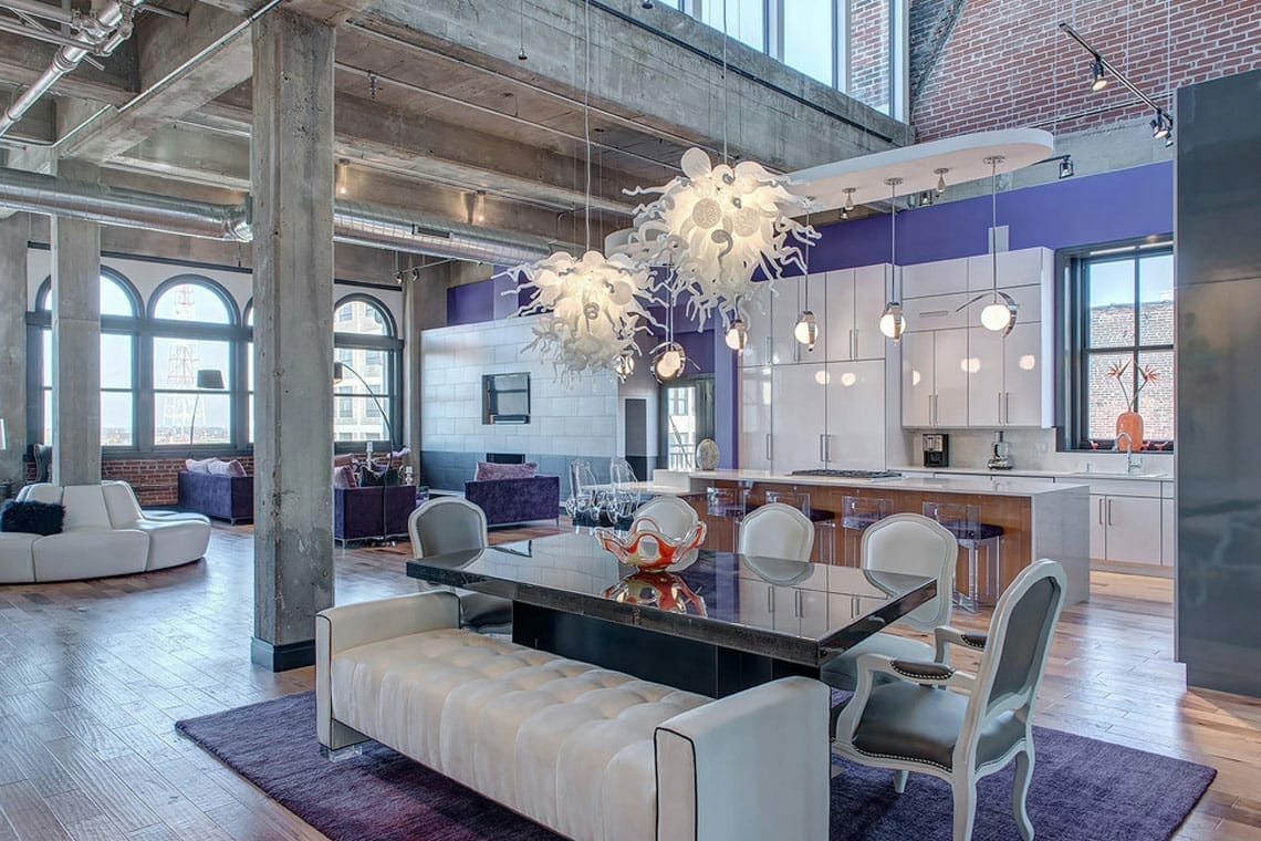 Pantone color of the year 2022 in a luxury loft