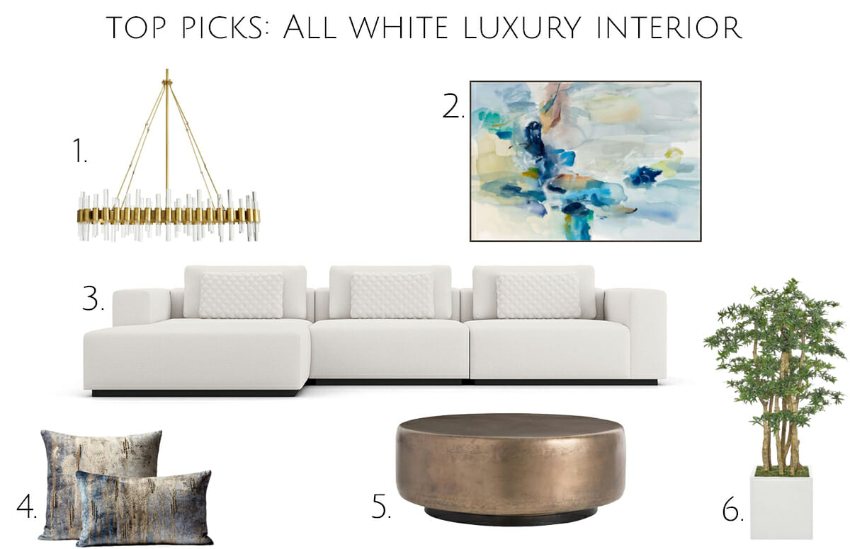 All white house interior with gold accents decor ideas