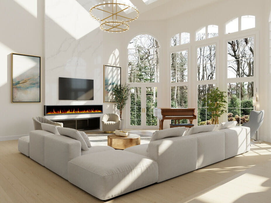 All white house interior with gold accents