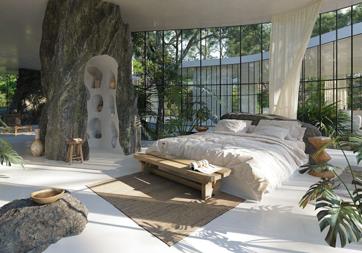 Biophilic bedroom interior design - Ignant