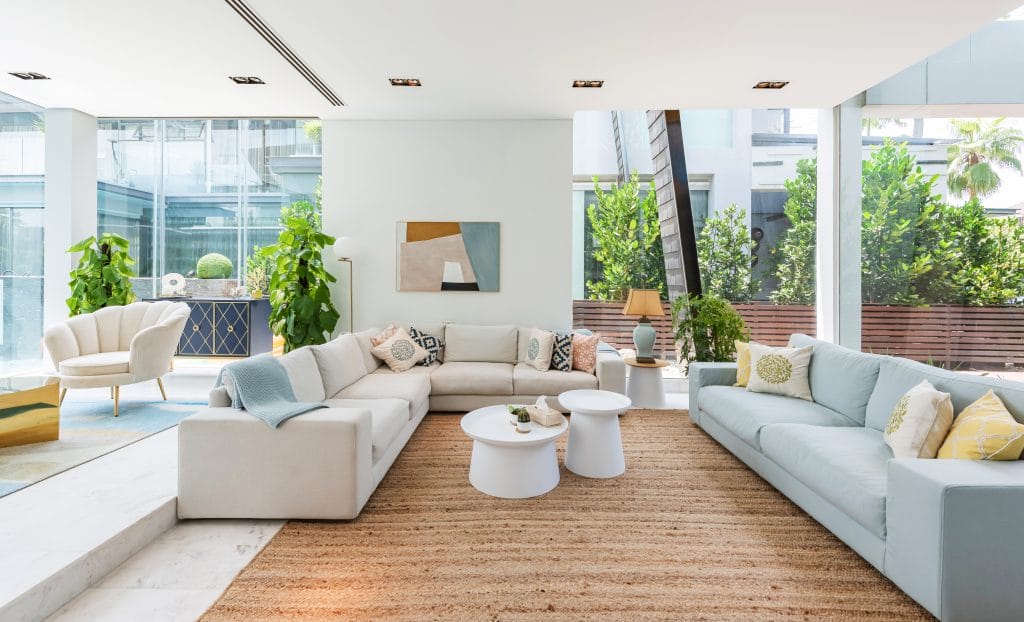 Biophilic living room interior design by Decorilla designer, Nazli U.