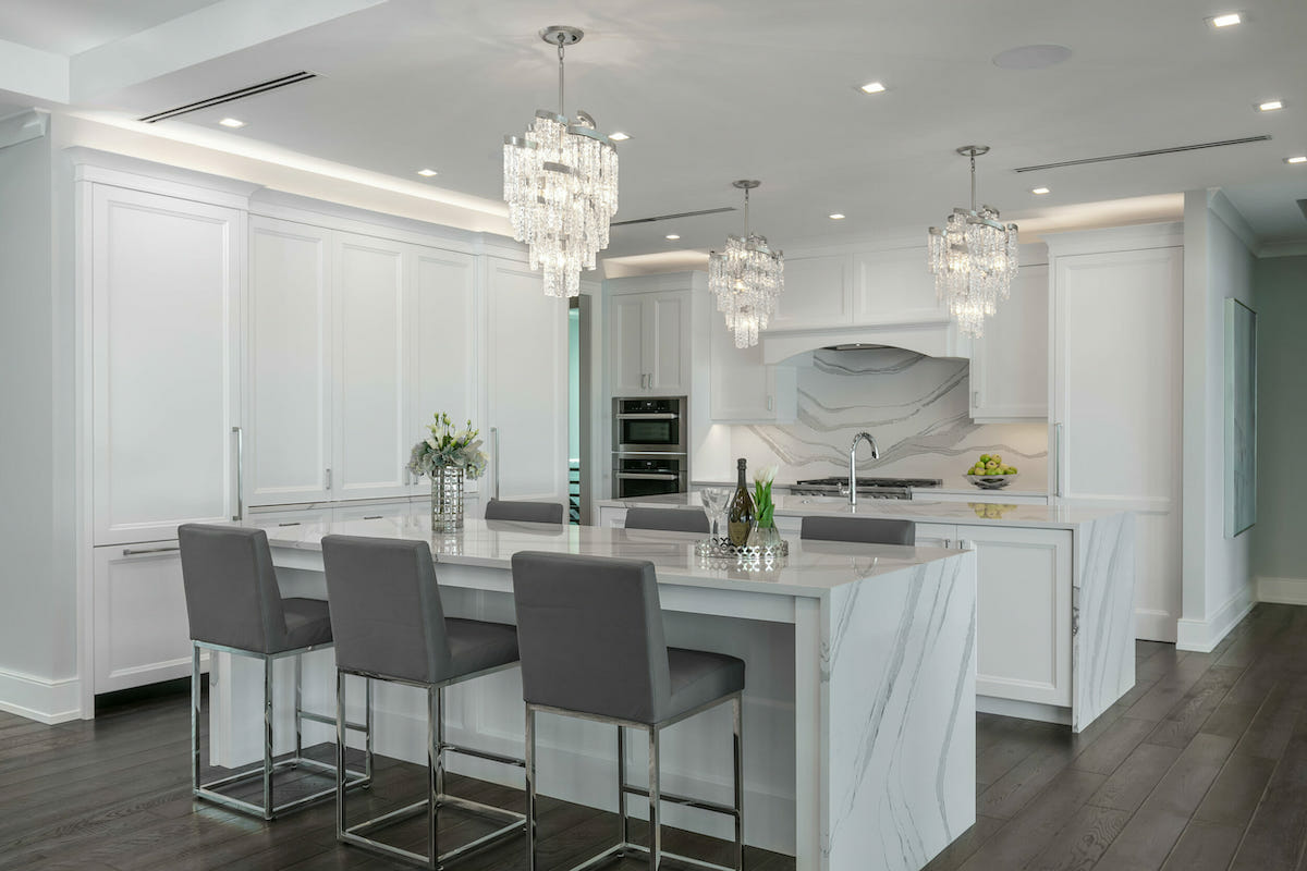 Double kitchen island layout