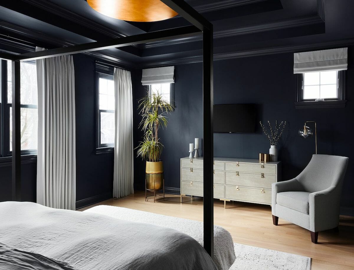 Before & After: Glam Black Ceiling Master Bedroom Suite