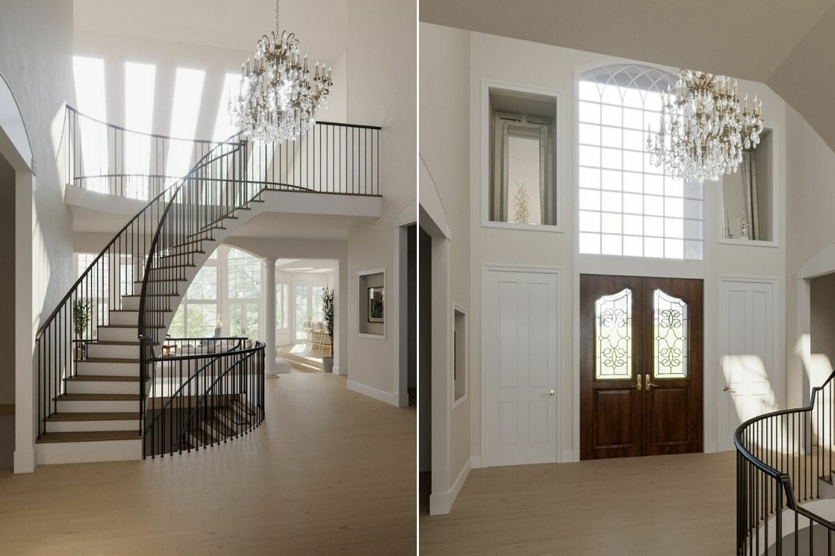 Entryway of an all white interior