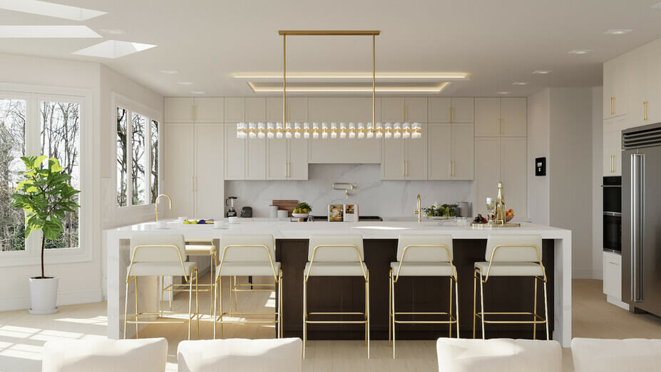 Gold accents in a kitchen interior design