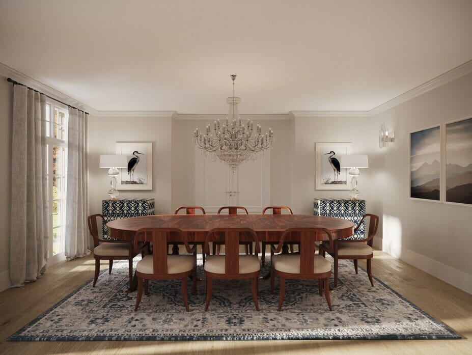 Neoclassical decorating style for a dining room