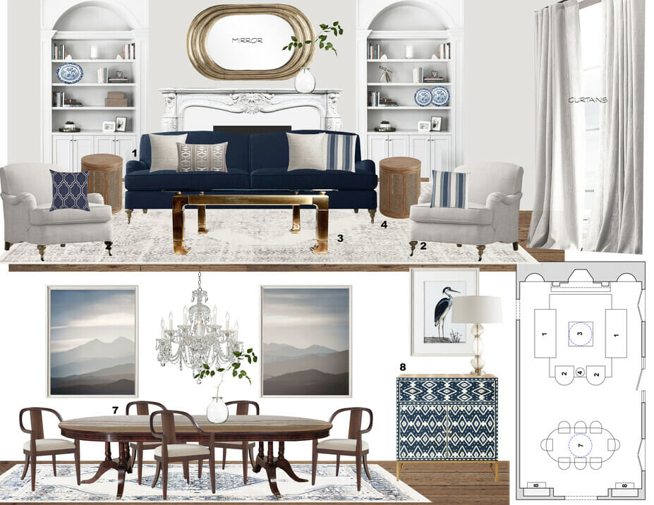 Neoclassical interior design style mood board