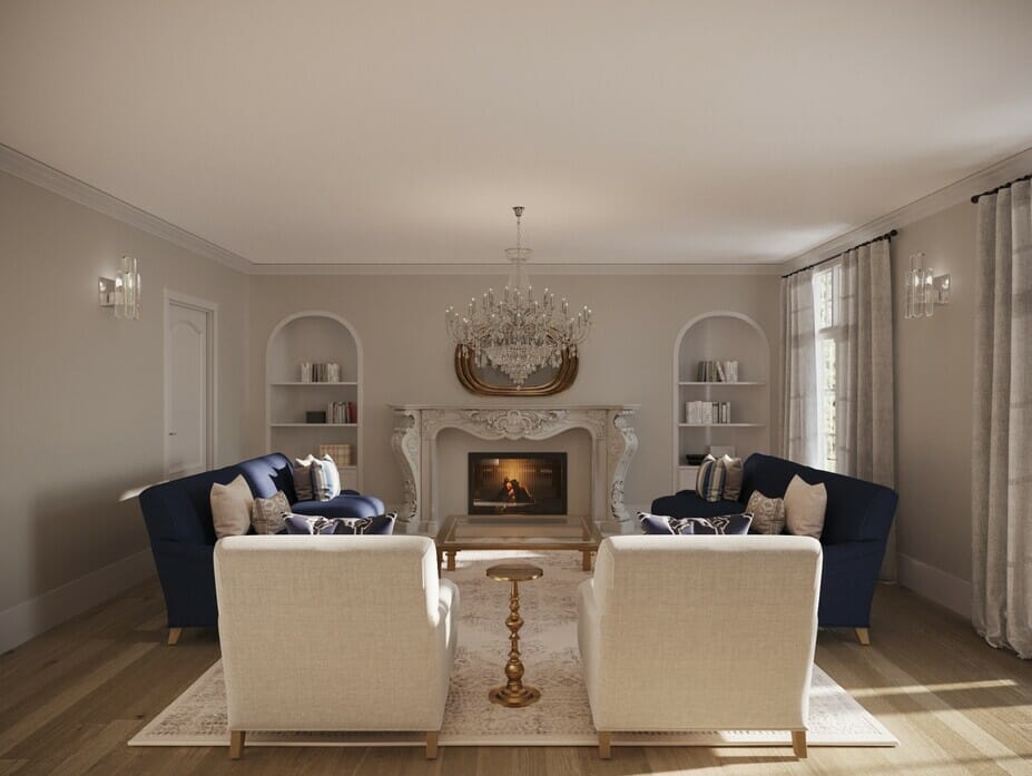 Neoclassical living room interior decorating style