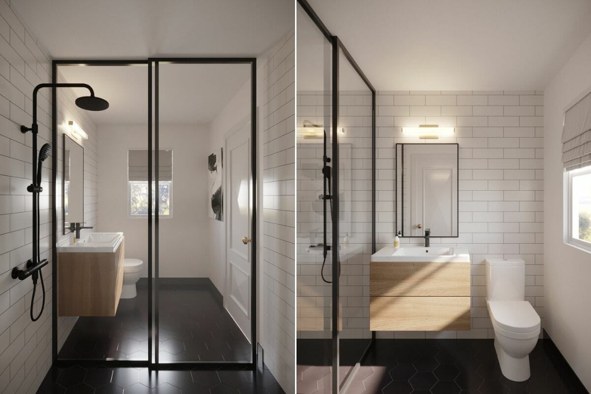 Neoclassical meets contemporary in the guest bathroom interior