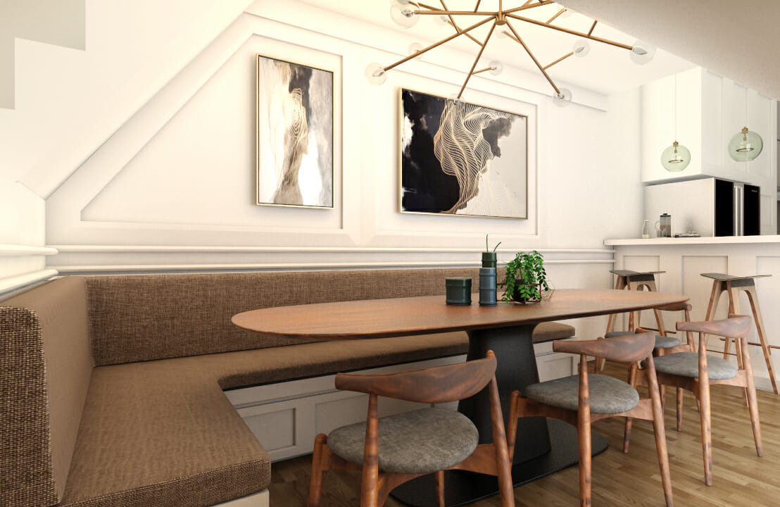 cozy breakfast nook by online interior designer Aida Anis