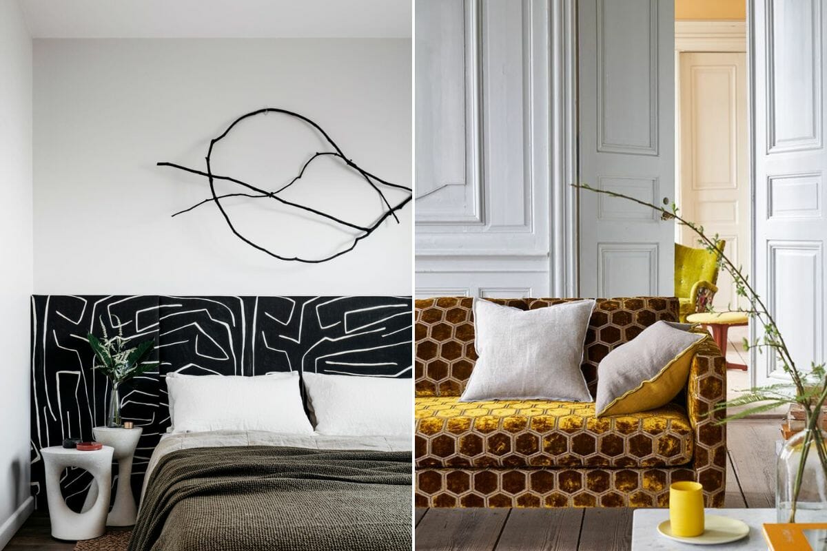 Patterned upholstery is one of the leading 2023 home decor trends - Yellowtrace & Pinterest