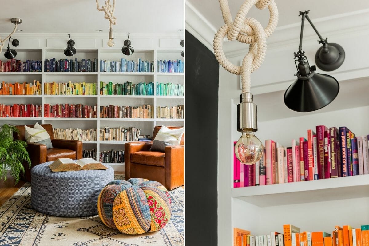 Reading room decor ideas colorful books - Hudson Interiors