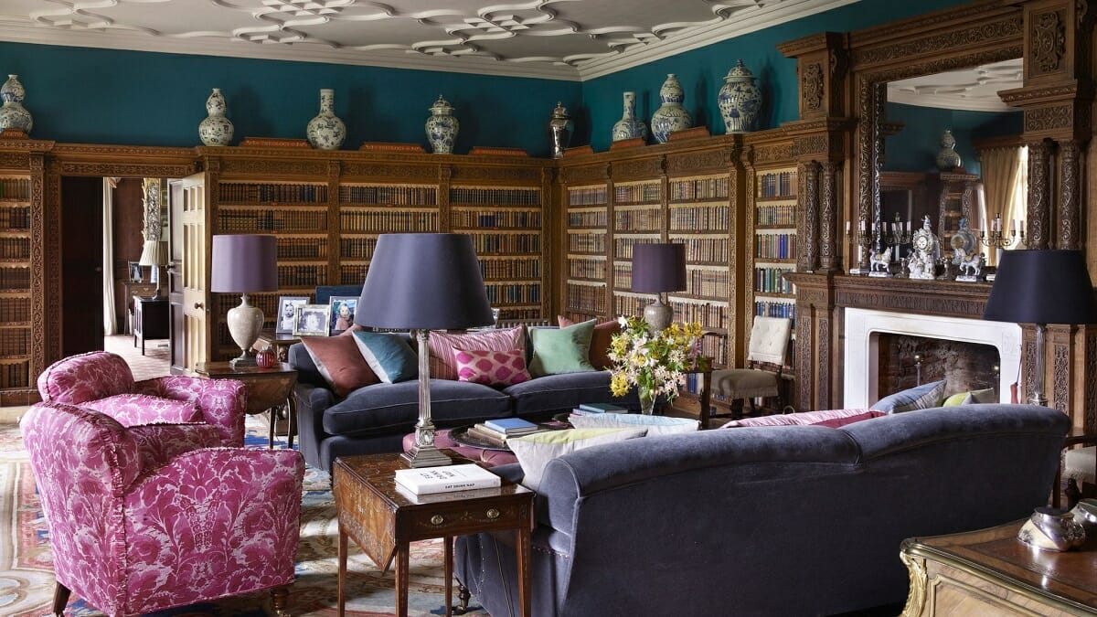 Reading room design for a living room - Elle Decor