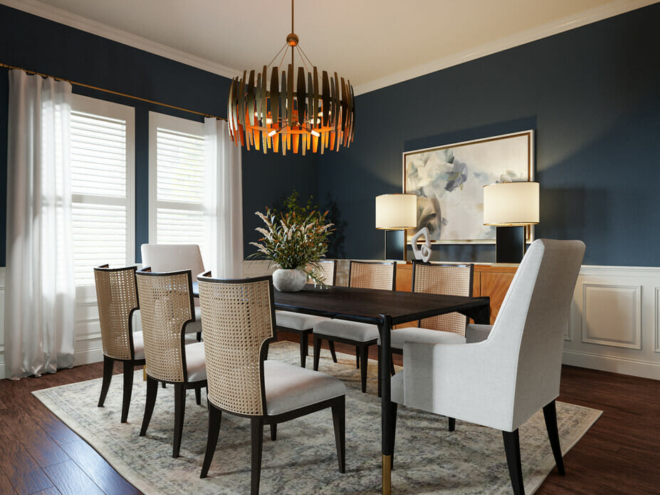 Transitional Dining Room With Round Table