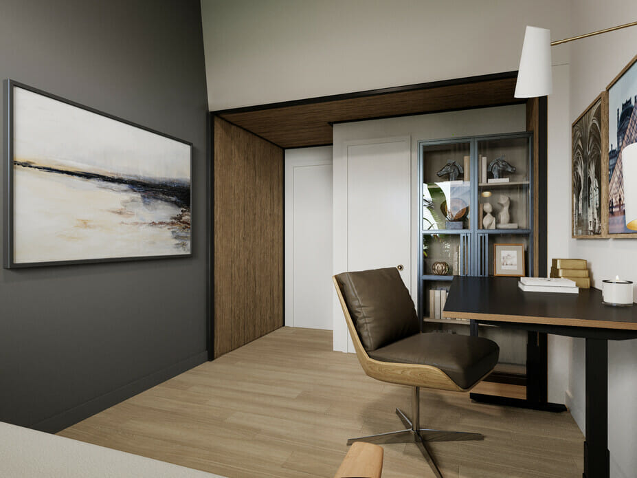 home office design in a japandi interior