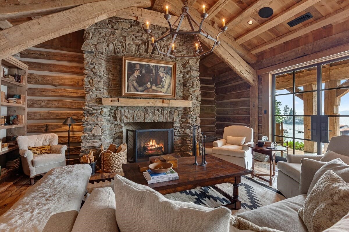 Cozy Log Cabin Living Room