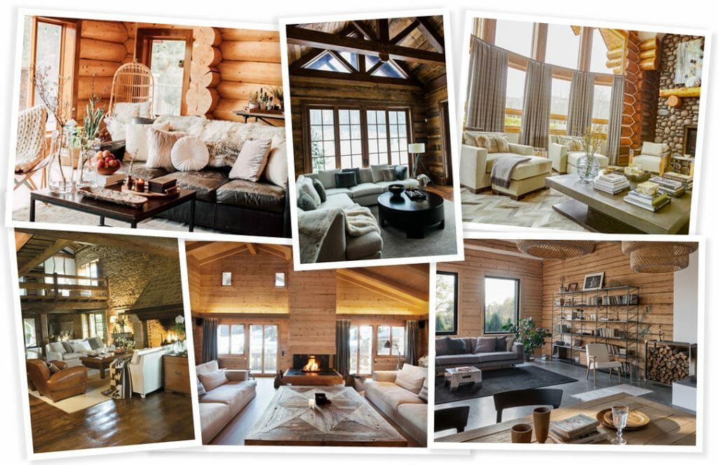 Before & After: Cozy Log Cabin Living Room - Decorilla Online Interior ...