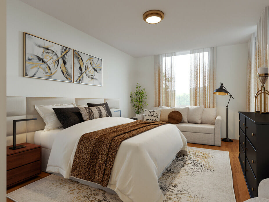 neutral transitional bedroom