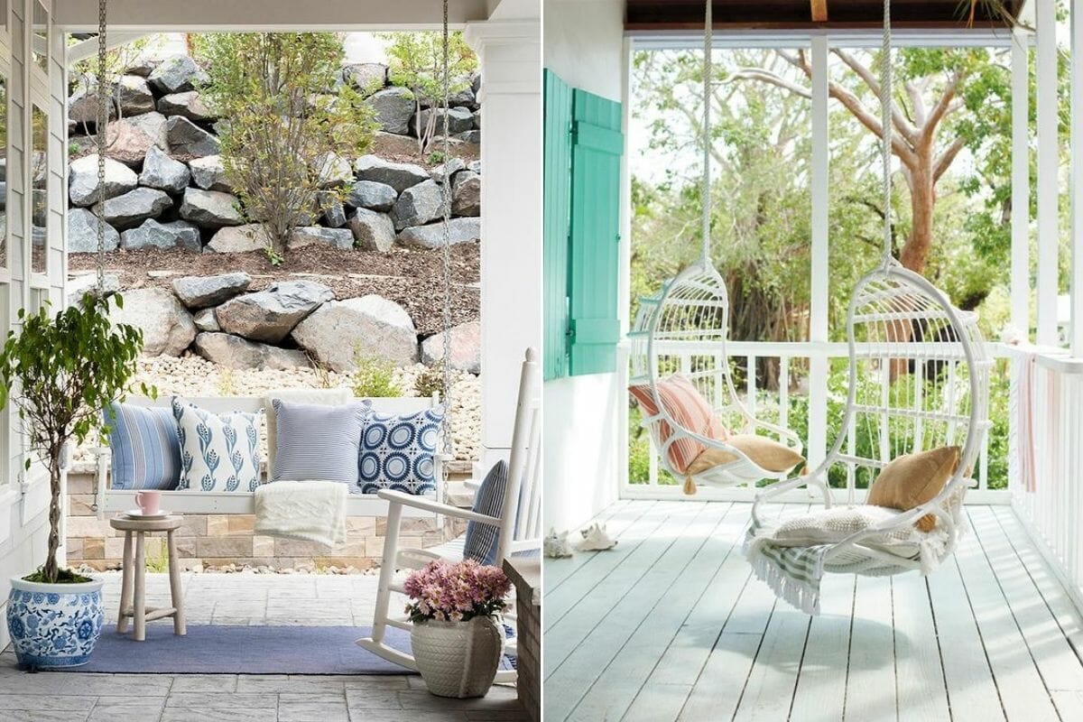 spring porch décor - swing chairs