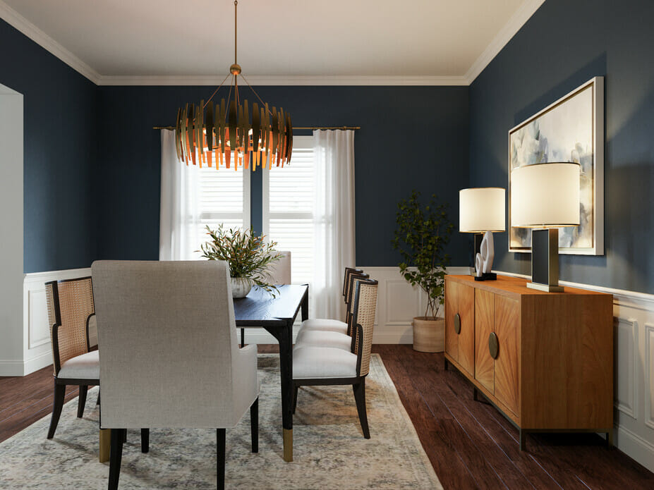 transitional dining table in a classy interior