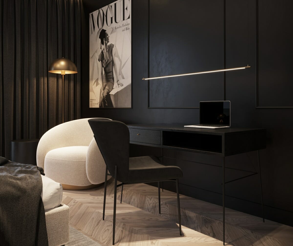 Black wall interior design ideas