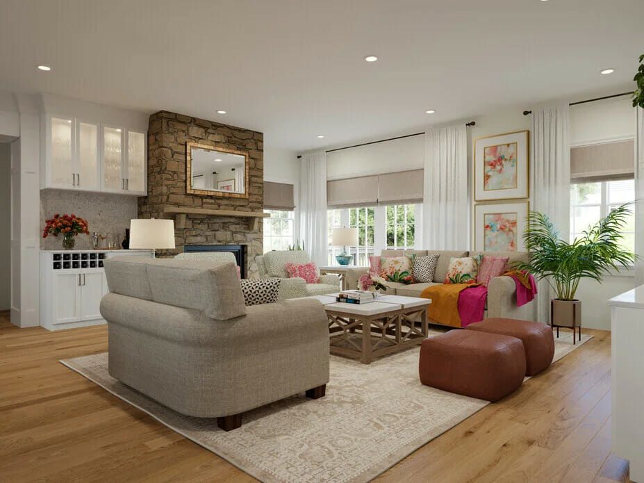Feminine living room by Decorilla designer Casey H