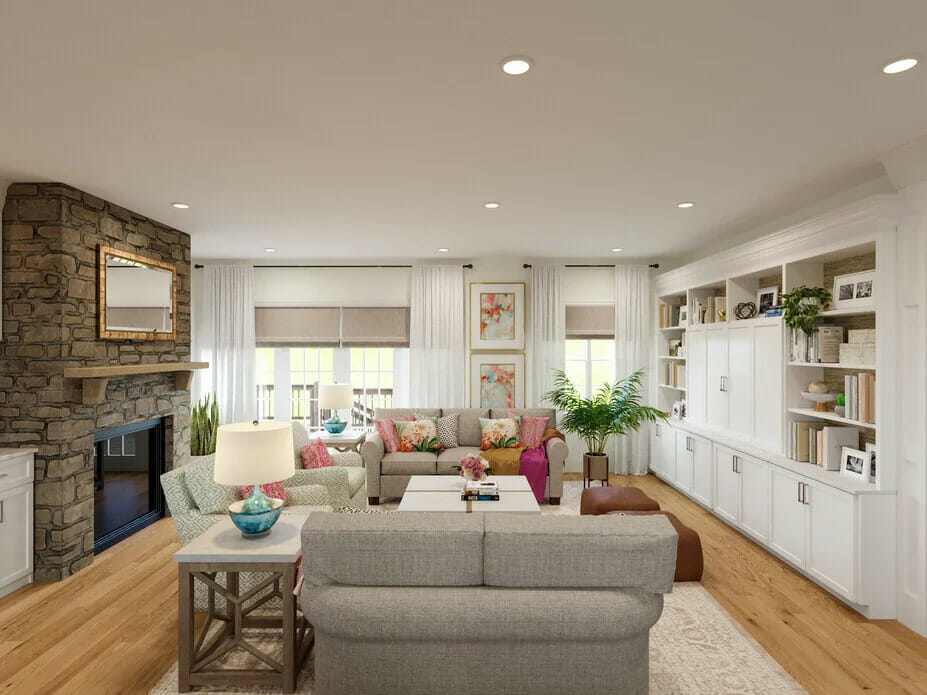 Feminine living room design ideas by Decorilla designer Casey H